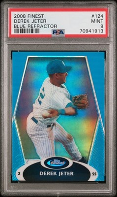 2008 FINEST BLUE REFRACTOR #124 DEREK JETER 40/299 PSA 9
