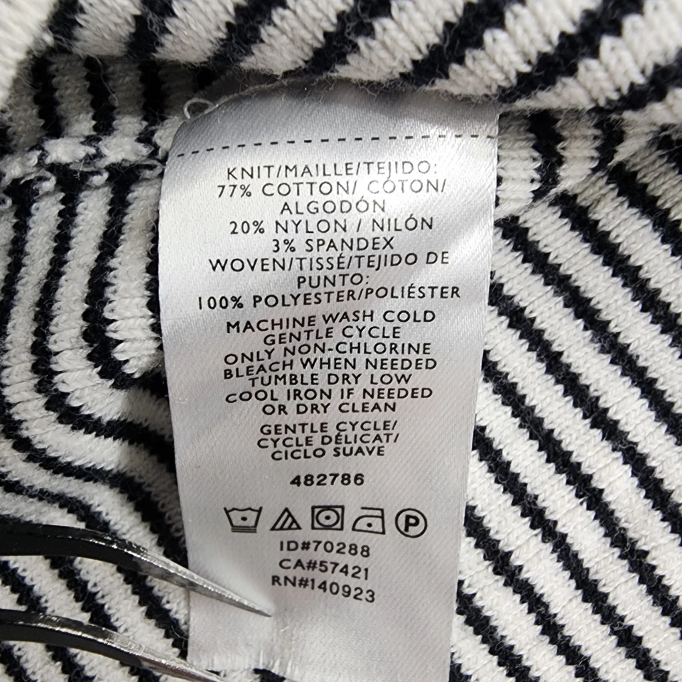 Suéter Ann Taylor LOFT Mujer L Negro Blanco Rayas Cuello Barco Manga 3/4 Pullover Foto 4 de 4