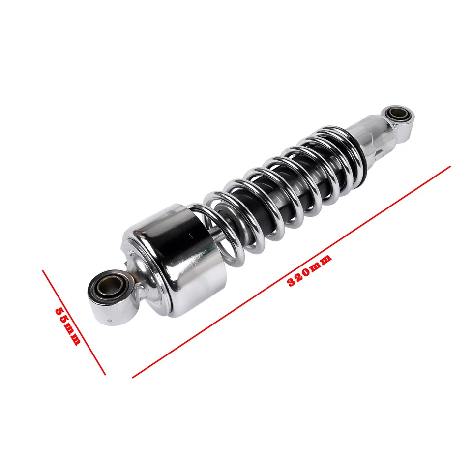 Pair 11.75" Chrome Rear Shocks For Harley Sportster XL 883 1200 FXR Street Glide - Image 2 of 4