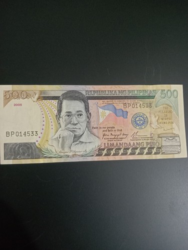 Philippines 500 Pesos 2005 NDS Banknote P#196a Arroyo/Buenaventura UNC - Picture 2 of 3