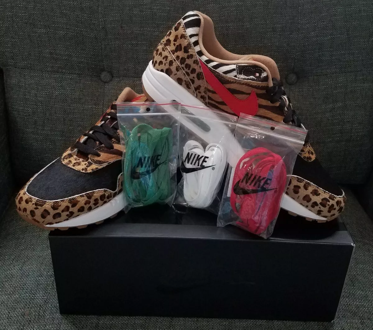 Nike Air Max 1 DLX Atmos Animal Pack 2.0 2018 US 10 All Black Box New