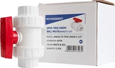 TechSegment 1-1/2" Valve True Union Ball Valve Threaded, Full Port, White & red