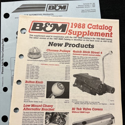 Original VINTAGE 1988 B&M PERFORMANCE Catalog Speed Racing Parts eBay