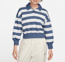 Nike Women's Phoenix Fleece Sweatshirt Large NWT 85 Oversized 3/4 Sleeve Stripe