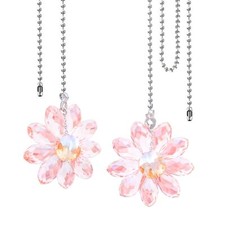 Ceiling Fan Pull Chain 2 Pieces 1.8 Crystal Glass Flower Pendants with 24 Cei