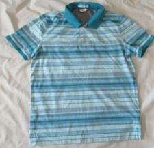 Calvin Klein Liquid Cotton blue stripe S/S Polo shirt size M