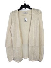 NWT Ann Taylor LOFT Ivory knitted Open front women's Cardigan Sweater Size S, M