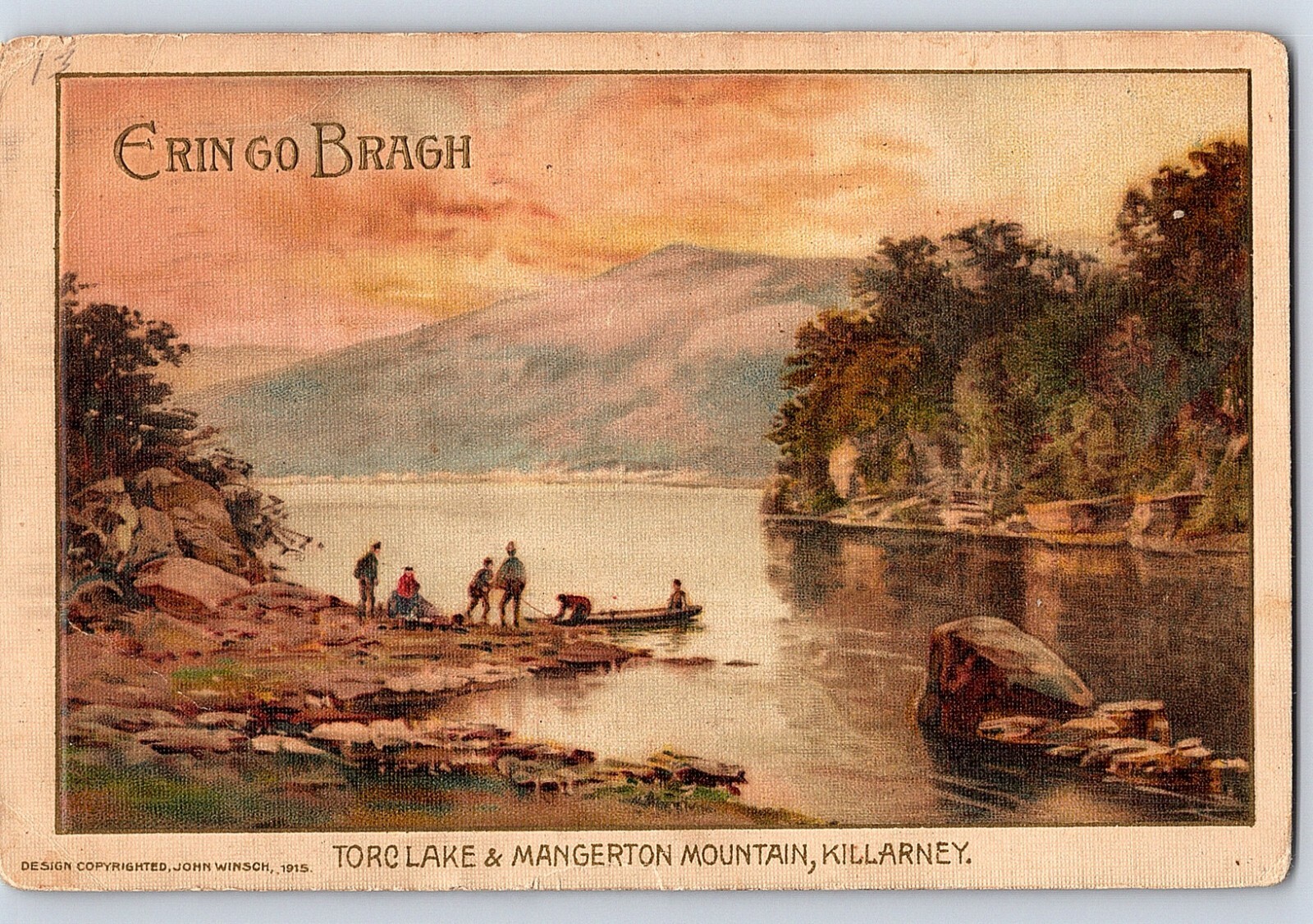 1915 Postcard Torc Lake Mangerton Mountain Killarney Ireland Irish John Winsch