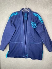 Sanabul Kimono Jacket Adult Size A2 Blue Open Front Long Sleeve Jiu Jit Su MMA