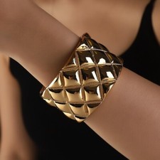 Women Hollow Wide Punk Gold Cuff Bracelet Bangle Costume Jewelry UK UK