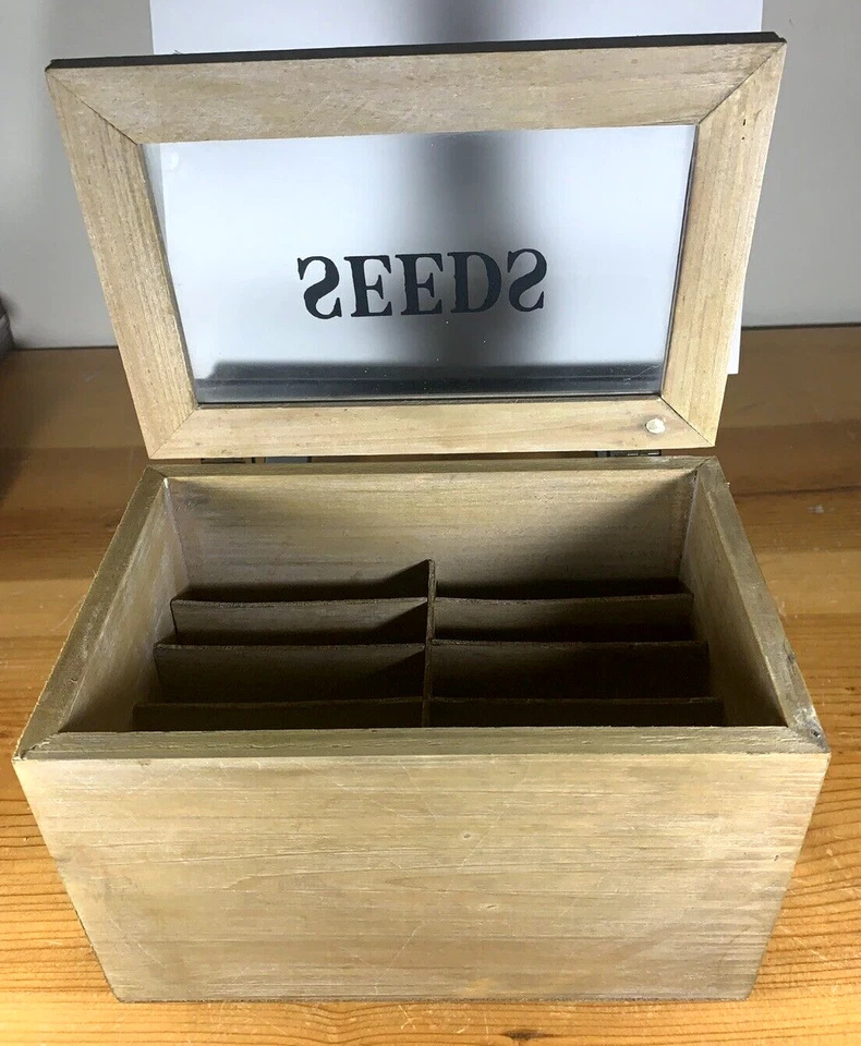 Never Used Wooden Seed Storage Box Organizer - Green Thumb Christmas Gift - Image 3 of 4