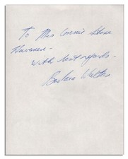 Barbara Walters Signed Page / Rare Autograph