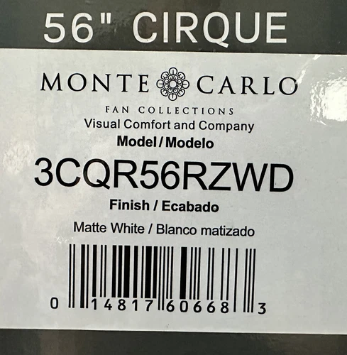 Monte Carlo Fan Company Cirque Indoor Ceiling Fan, Matte White - 3CQR56RZWD - Picture 1 of 7