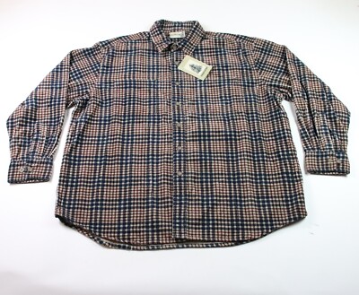 Fieldmaster Sears 100% Cotton Flannel Button Down Shirt Checker Plaid 2XL