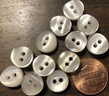 12 Small Curved Thick Pearlized Off-White Plastic Buttons 7/16" 11mm 10328