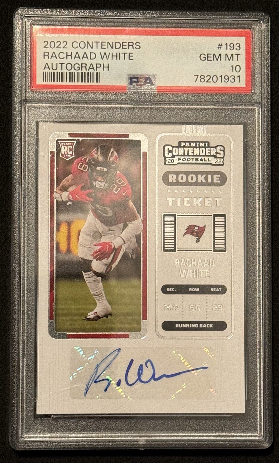 Rachaad White Rookie Ticket Auto PSA 10 2022 Panini Contenders #193