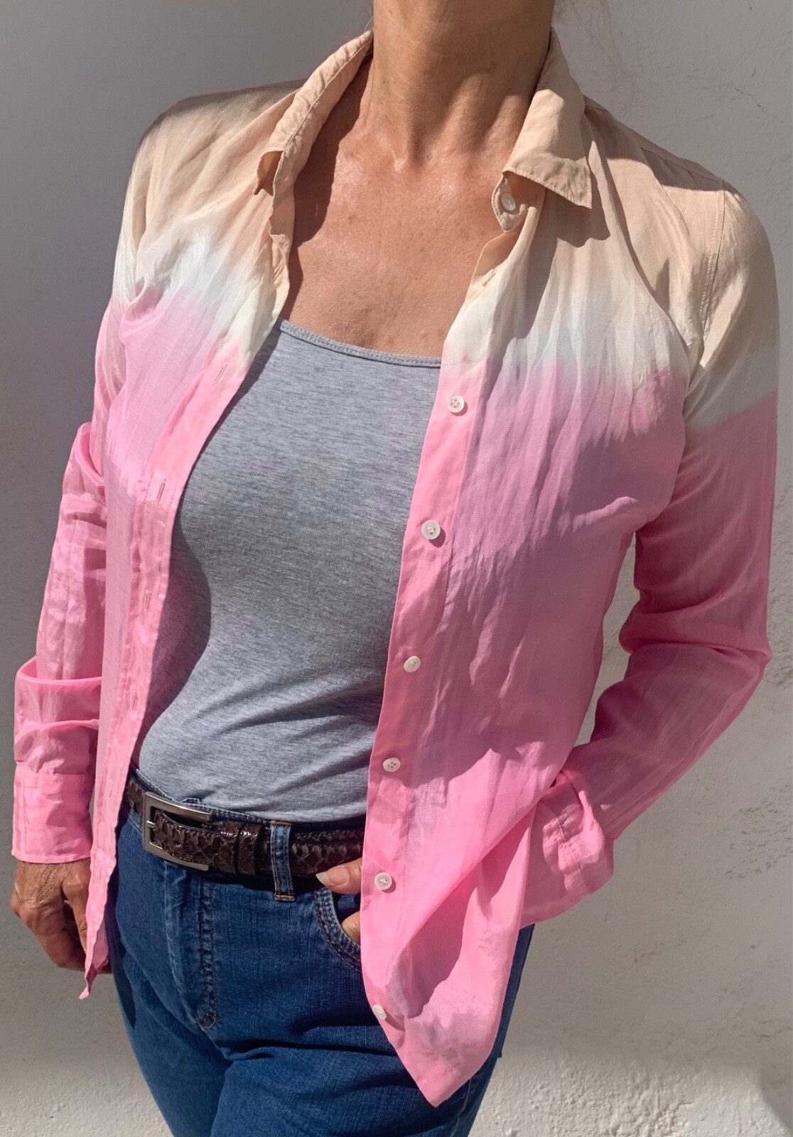 J CREW Shirt ladies PINK  Beach Chic COTTON & SILK mix Size 8 UK vintage RRP£79 image 10