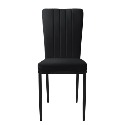 Set 4x sillas de comedor tapizadas de terciopelo negro diseño moderno ergonómico - Imagen 2 de 7