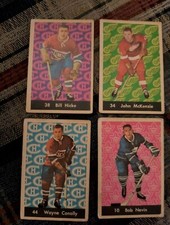 1961-62 PARKHURST NHL HOCKEY CARD LOT 4 BILL HICKE BOB NEVIN WAYNE CONOLLY AHL 