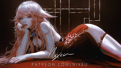 Anime nixeu digital art artwork illustration women red Playmat Gaming Mat Desk