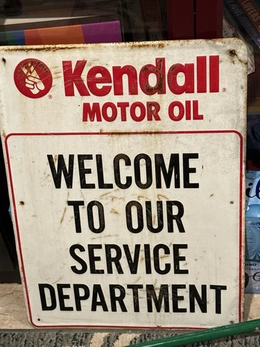 Vintage 1990 Kendal Motor Oil Service Department Embossed Metal Sign