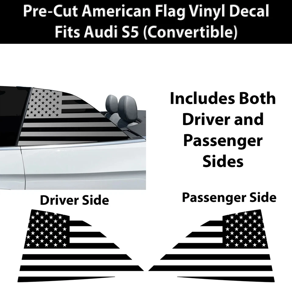 Наклейка на четверть окна с американским флагом подходит для кабриолета Audi S5 2020-2024 годов выпуска - Изображение 3 из 4