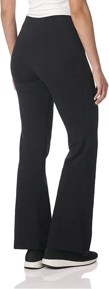 Womens Bootleg Stretch Trousers Ladies Soft Ribbed Pull On Bottoms Pants 2 Pack - Image 3 of 4