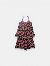 2 PC Betsy Johnson Cami Short Set PJs Women's Large Roses Growing On Me