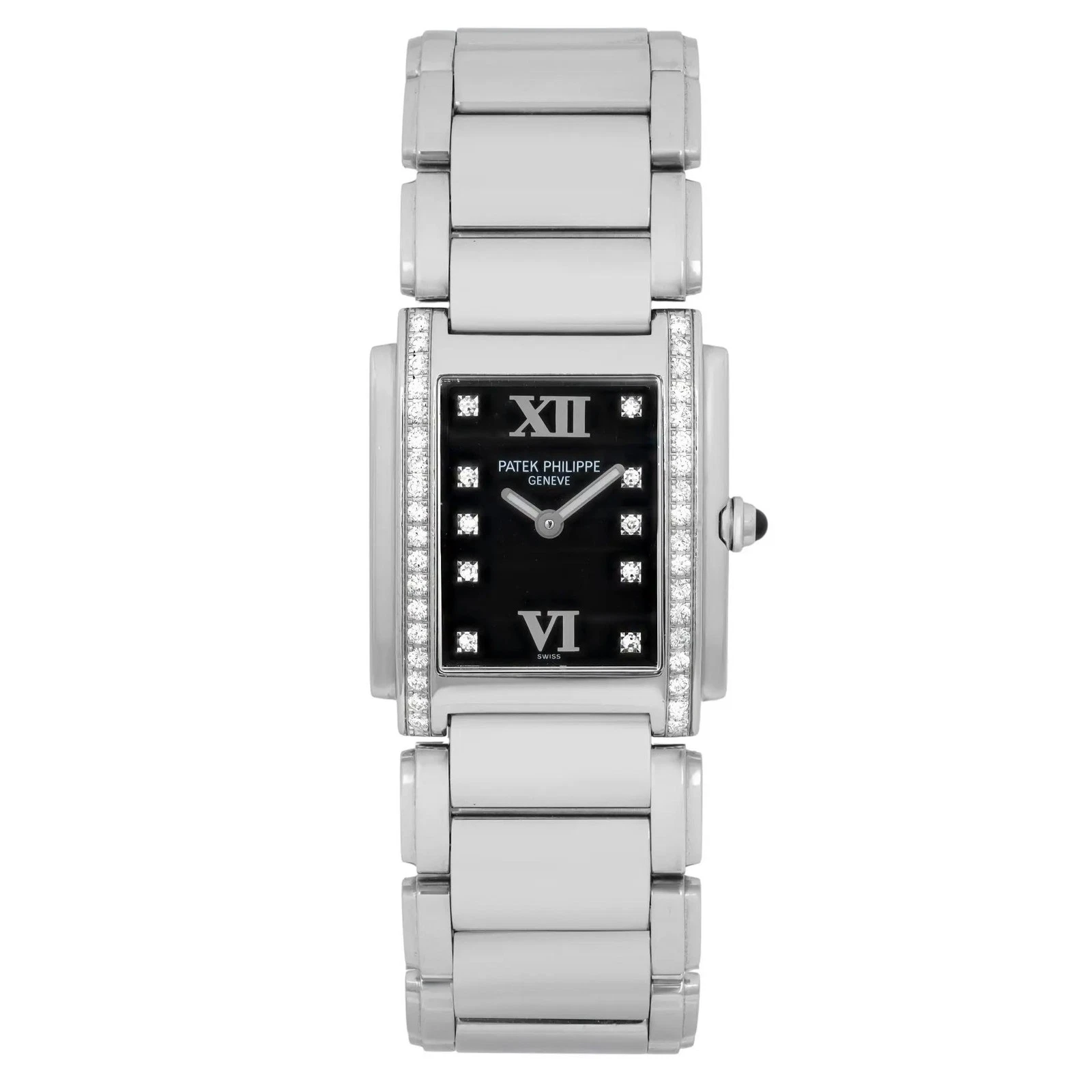 Patek Philippe — Patek Philippe Twenty4 Steel Quartz 0.45ct Diamond Black Dial Watch 4910/10A-001