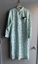 Vintage Lanvin Paris Dress Eiffel Tower Abstracted Print Long Sleeve 1980s