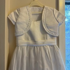 Nu Angel White Dress First Communion Flower Girl w/ Bolero Jacket Size 8