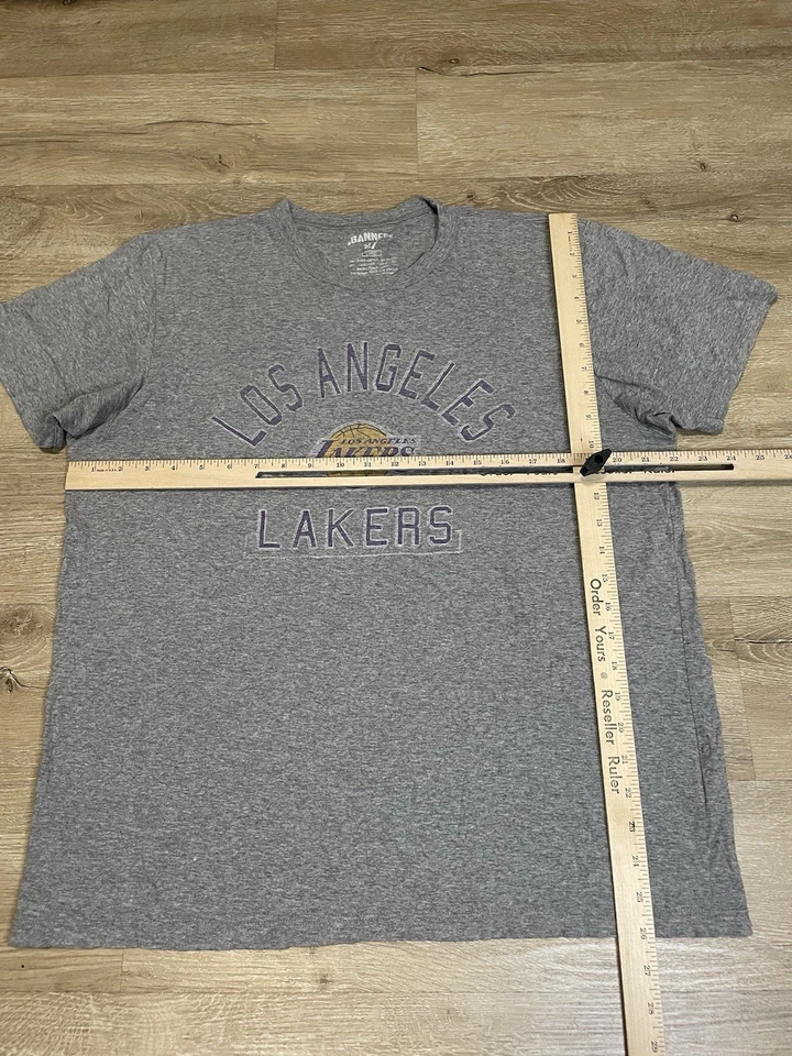 Los Angeles Lakers Vintage Mens Sz L T-Shirt Banner 47 Brand Kobe Luka LeBron - Image 4 of 4