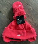 Nike Baby Fleece Hat Chin Strap Mittens 2 Piece Set Hot Pink Infant — photo 2