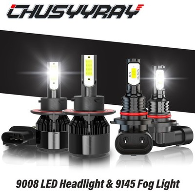 For Dodge Durango 2007 2008 2009 -4x 6000K LED Headlight Hi/Lo + Fog Light Bulbs