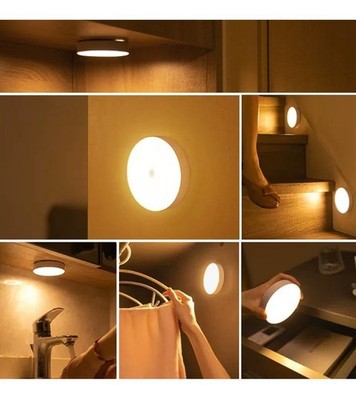 LED Bewegungsmelder Nachtlicht USB Wiederaufladbar Kabellos Magnetisch Wand Kabine -5 Stück