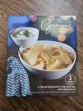 Gibson Elite Gracious Dining 2 Tier Chip and Dip Server Set. NEW