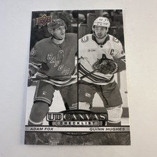2025-26 Upper Deck hockey Adam Fox Quinn Hughes UD Canvas Checklist Black #C-210