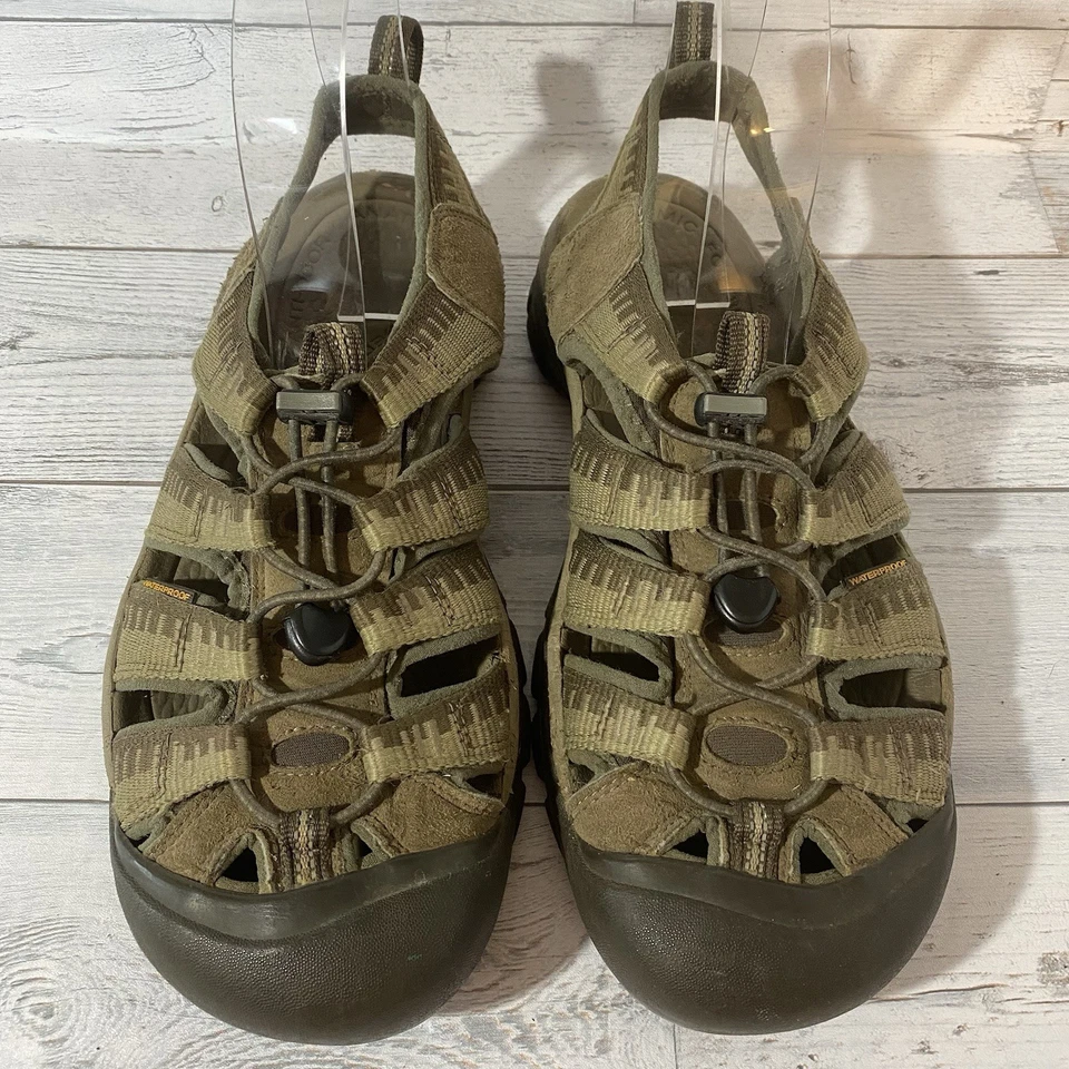 Keen 凉鞋男式 13 绿色棕色防水户外远足坚固小径鞋 — 第 3/4 张图片