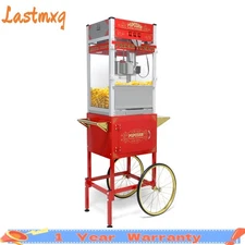 Commercial Popcorn Machine with Cart & 20 Oz Kettle for Parties or Home Theater