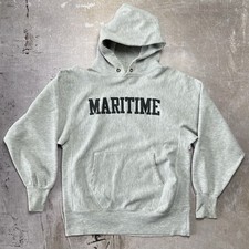 Vintage 80s Champion Reverse Weave Sweatshirt Maritime Hoodie USNN Navy USA