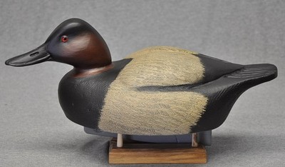 Jim Kelson style canvasback SWIMMER drake duck decoy by Darkfeather Freedman OP