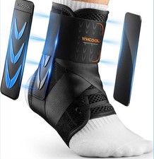 WHCOOL Slim-Fit Ankle Brace for Sprained Ankle, Quick Lace Up Ankle Support MED