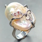 Handmade Natural Baroque Pearl Ring 925 Sterling Silver Size 8 /R441257