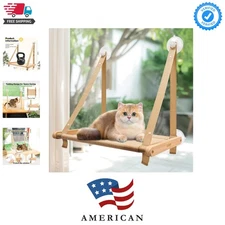 Luxury Cat Window Hammock - Solid Wood Frame with 4 Suction Cups for Stability