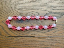 Girls Chunky Pink Beaded Bracelet Pearl Crystal Acrylic Kids Jewelry Stretch