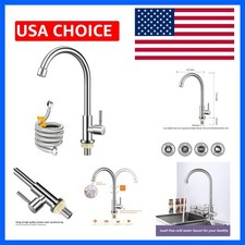 Brushed Nickel Cold Water Only Faucet Stainless Steel Single Handle Single Ho...