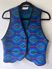 PENDLETON WESTERN WEAR NAVAJO BLANKET WOOL VEST WOMENS SZ 14 SOUTHWESTERN VTG