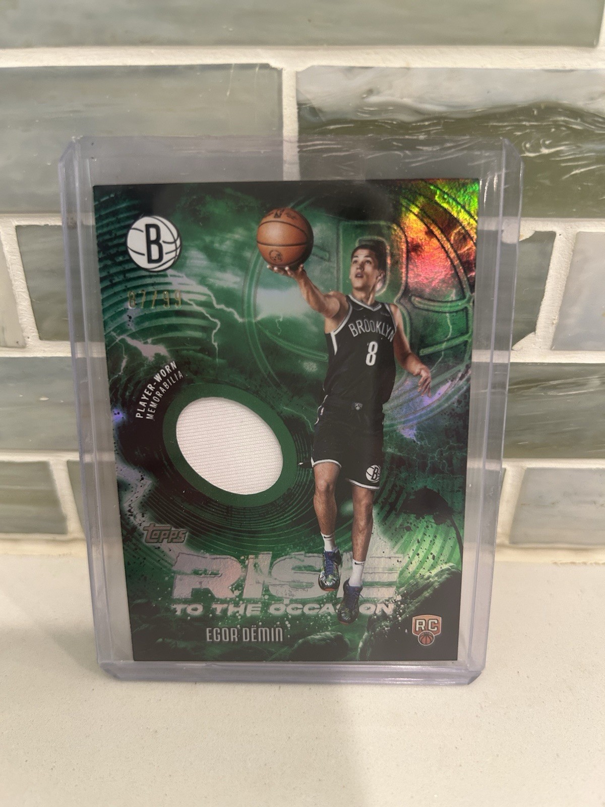 2025-26 Topps Egor Demin Rise To The Occasion Jersey Relic Green Rainbow /99 RC