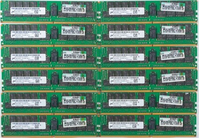 Lot of 12 64GB Micron DDR4 PC4-2400T 768GB (12x64GB) ECC LRDIMM