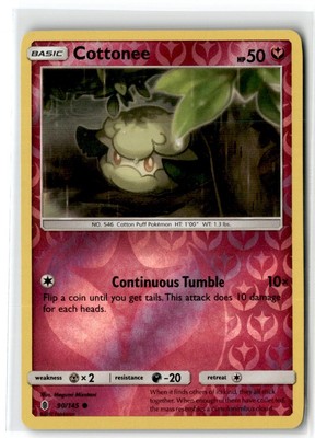 2017 Sun & Moon - Guardians Rising Cottonee #90 Basic/Common Reverse Holo